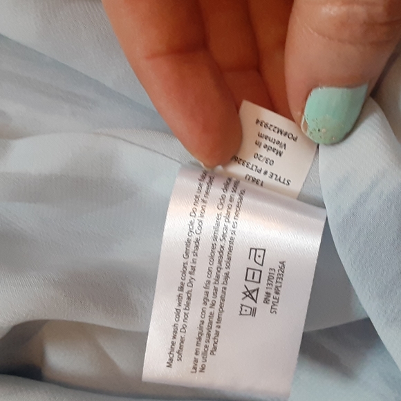 NWOT Blue Verigated Racerback Blouse Lined L - Picture 7 of 7